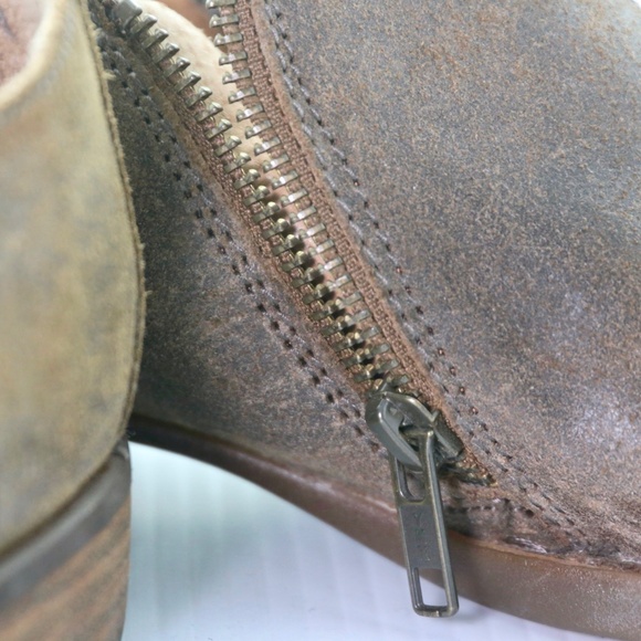 Born Silvie Crusca Brown Wax Suede Leather Slip-On Zip Ankle Booties Womens 8.5 - Picture 7 of 10